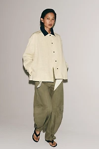 ZW COLLECTION CONTRAST COLLAR PLAID JACKET