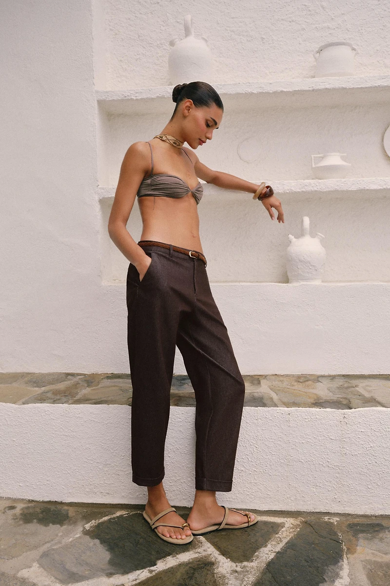 BRAIDED BELT CHINO PANTS