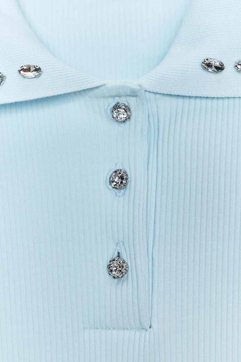 POLO COL BIJOU CÔTELÉ