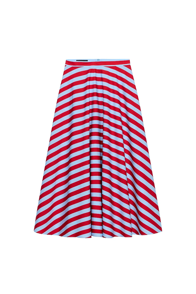 STRIPED CAPE MIDI SKIRT