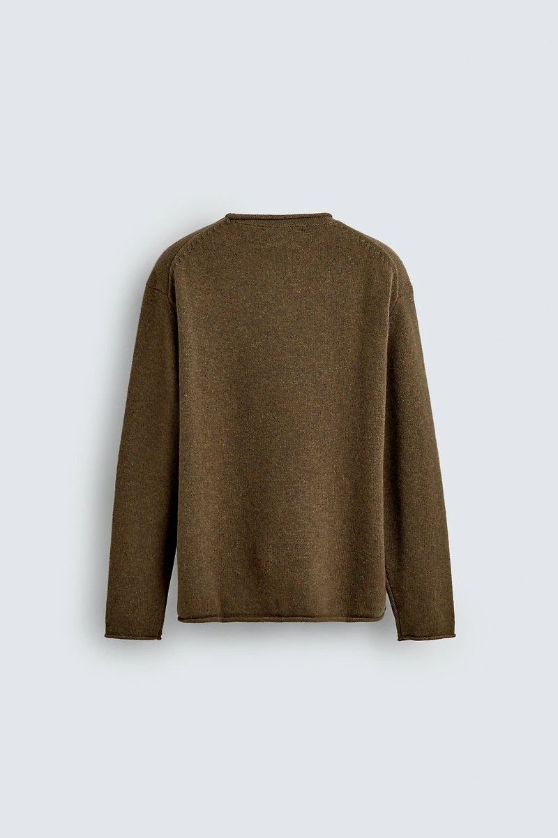 WOOL JUMPER WITH ROLLED FINISHES