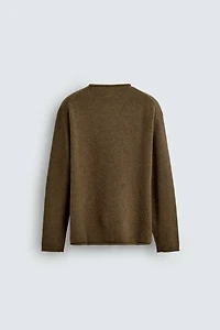 WOOL JUMPER WITH ROLLED FINISHES