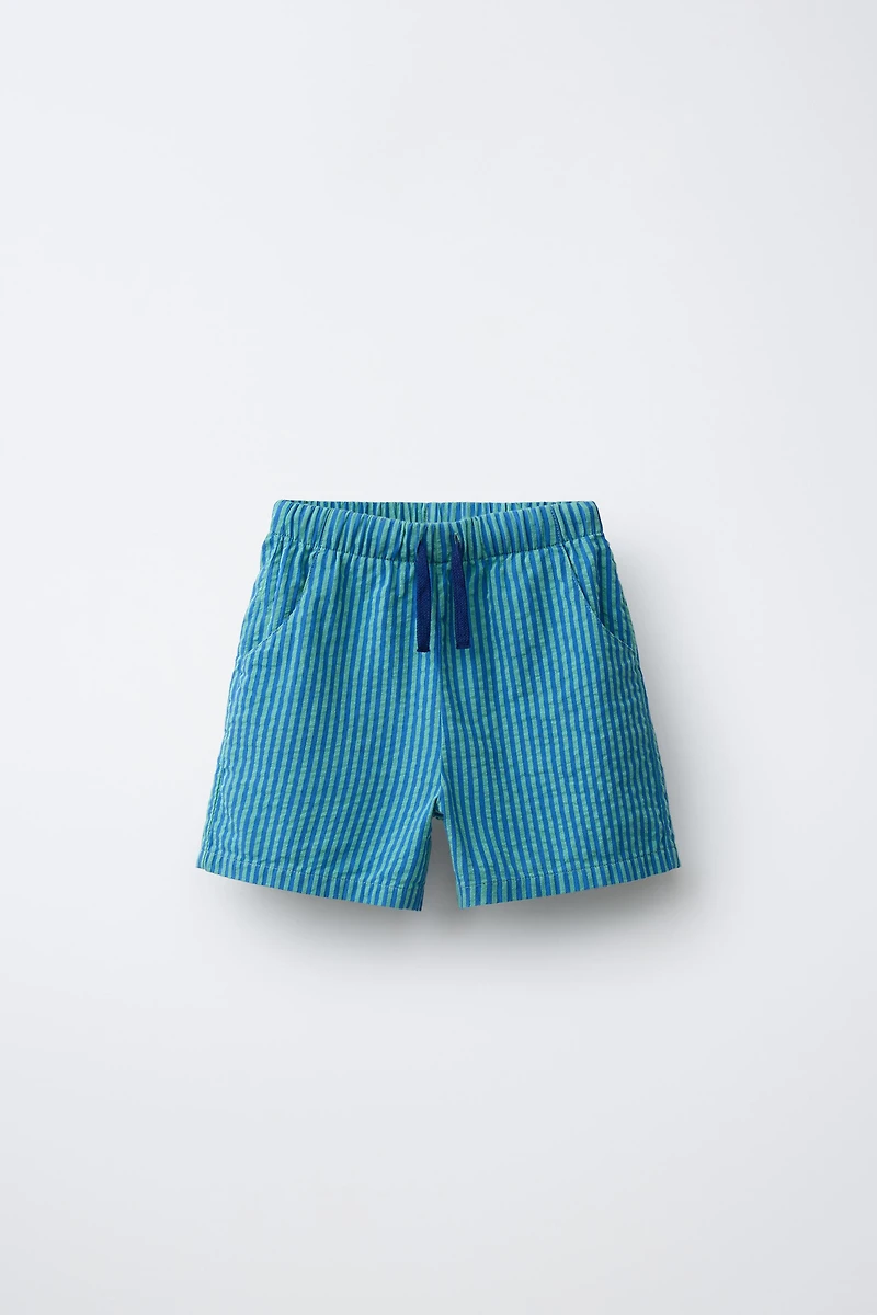 SEERSUCKER STRIPED SHORTS