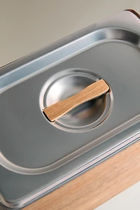 STEEL ICE CREAM BOWL WITH WOOD BASE