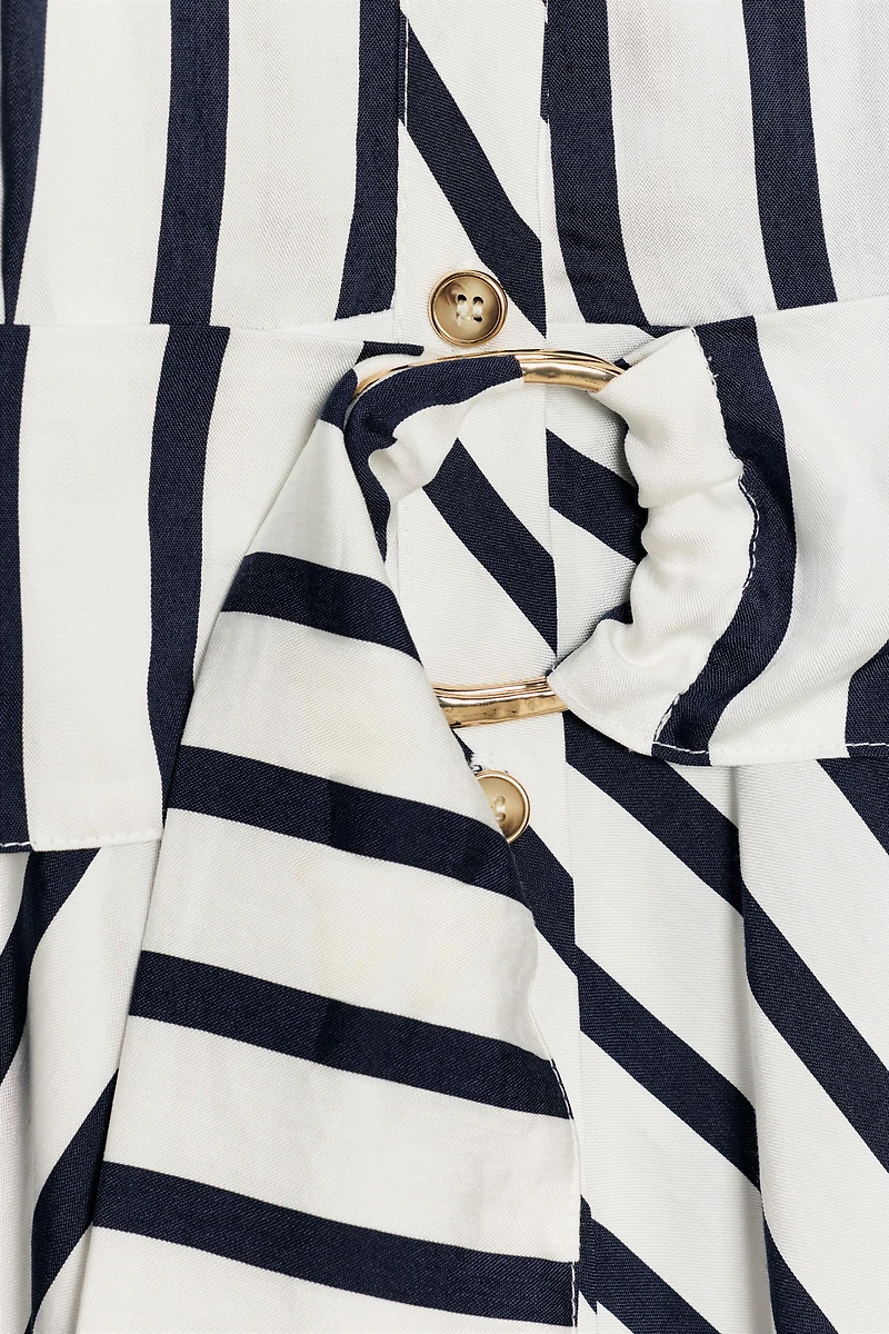 BELTED STRIPED MIDI DRESS