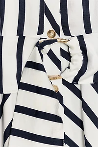 BELTED STRIPED MIDI DRESS