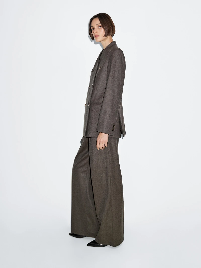 100% wool melange suit trousers