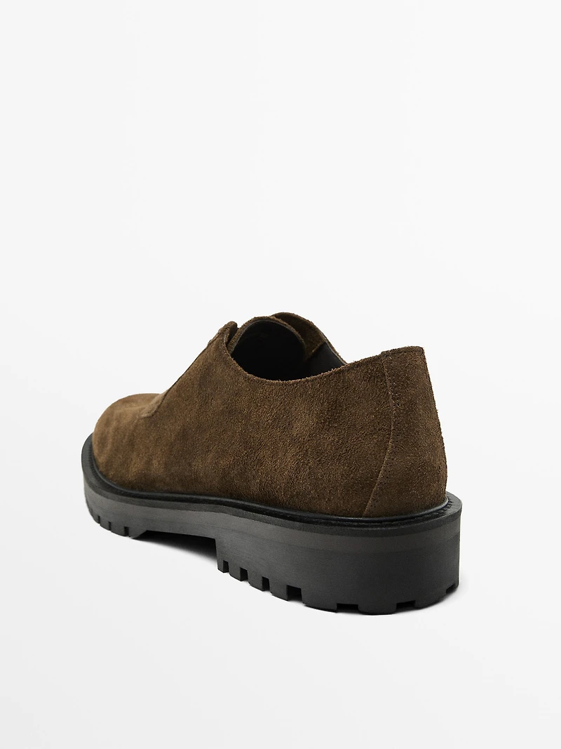 Split suede track sole shoes