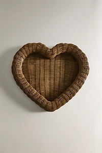 CHRISTMAS HEART RATTAN TRAY