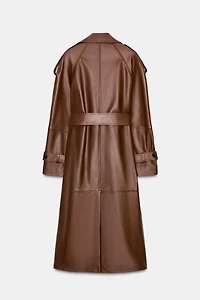 100% LEATHER LONG TRENCH COAT ZW COLLECTION LIMITED EDITION