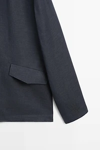 100% linen total look melange overshirt