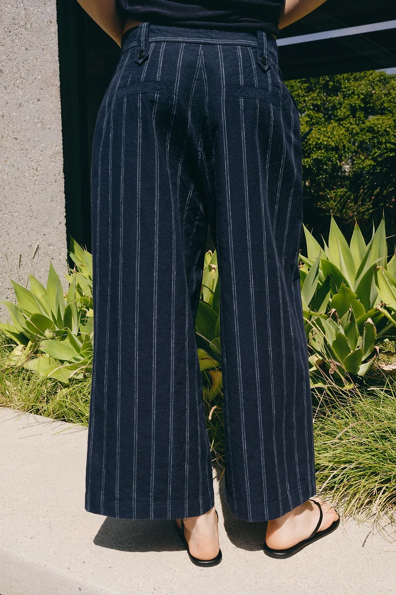 PANTALON À RAYURES AVEC LIN ZW COLLECTION