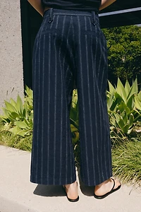 PANTALON À RAYURES AVEC LIN ZW COLLECTION
