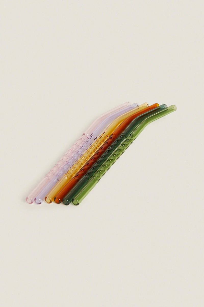 COLORED BOROSILICATE GLASS STRAW PACK (PACK OF 6)
