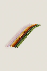 COLORED BOROSILICATE GLASS STRAW PACK (PACK OF 6)