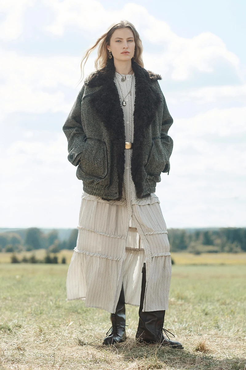 CONTRASTING HERRINGBONE LIMITED EDITION BOMBER JACKET