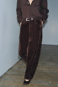 ZW COLLECTION HIGH-WAISTED FLOCKED BALLOON JEANS