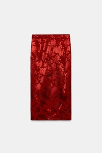 JUPE MI-LONGUE JACQUARD FLEURS