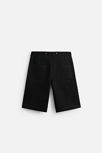 STITCHED BAGGY FIT DENIM SHORTS