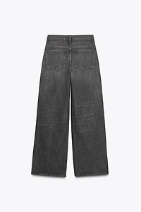 TRF HIGH WAIST CROSSOVER WIDE LEG JEANS