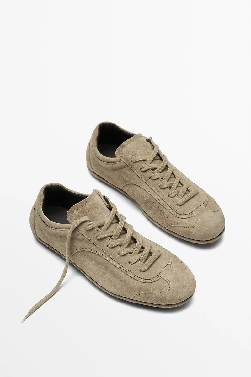 Split suede leather trainers