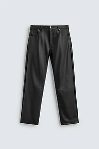 FAUX LEATHER STRAIGHT FIT PANTS