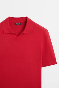 Cotton blend V-neck polo shirt