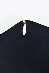 KNIT COLLAR BOW T-SHIRT