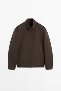 Wool blend high neck jacket