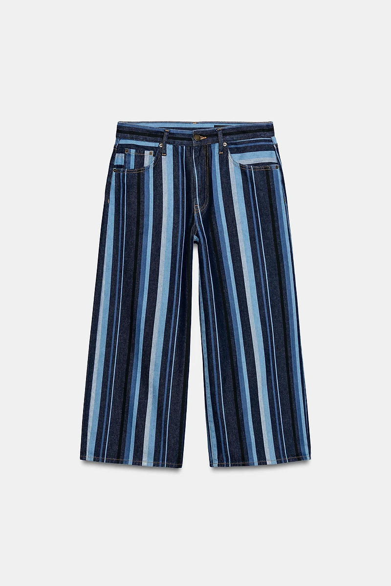 ZW COLLECTION MID-RISE STRIPED CULOTTE JEANS