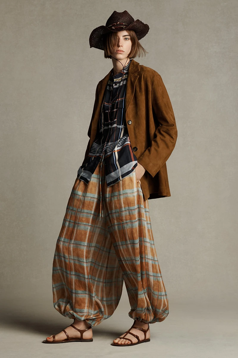 ZW COLLECTION RAMIE CHECK BALLOON PANTS