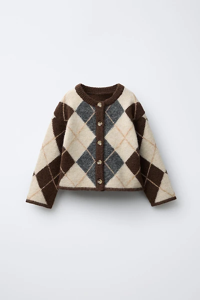 ARGYLE KNIT CARDIGAN