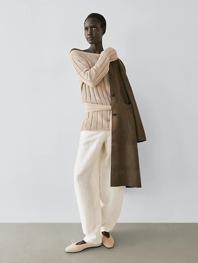 Linen blend sarouel trousers