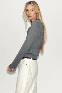 PLAIN KNIT POLO SWEATER