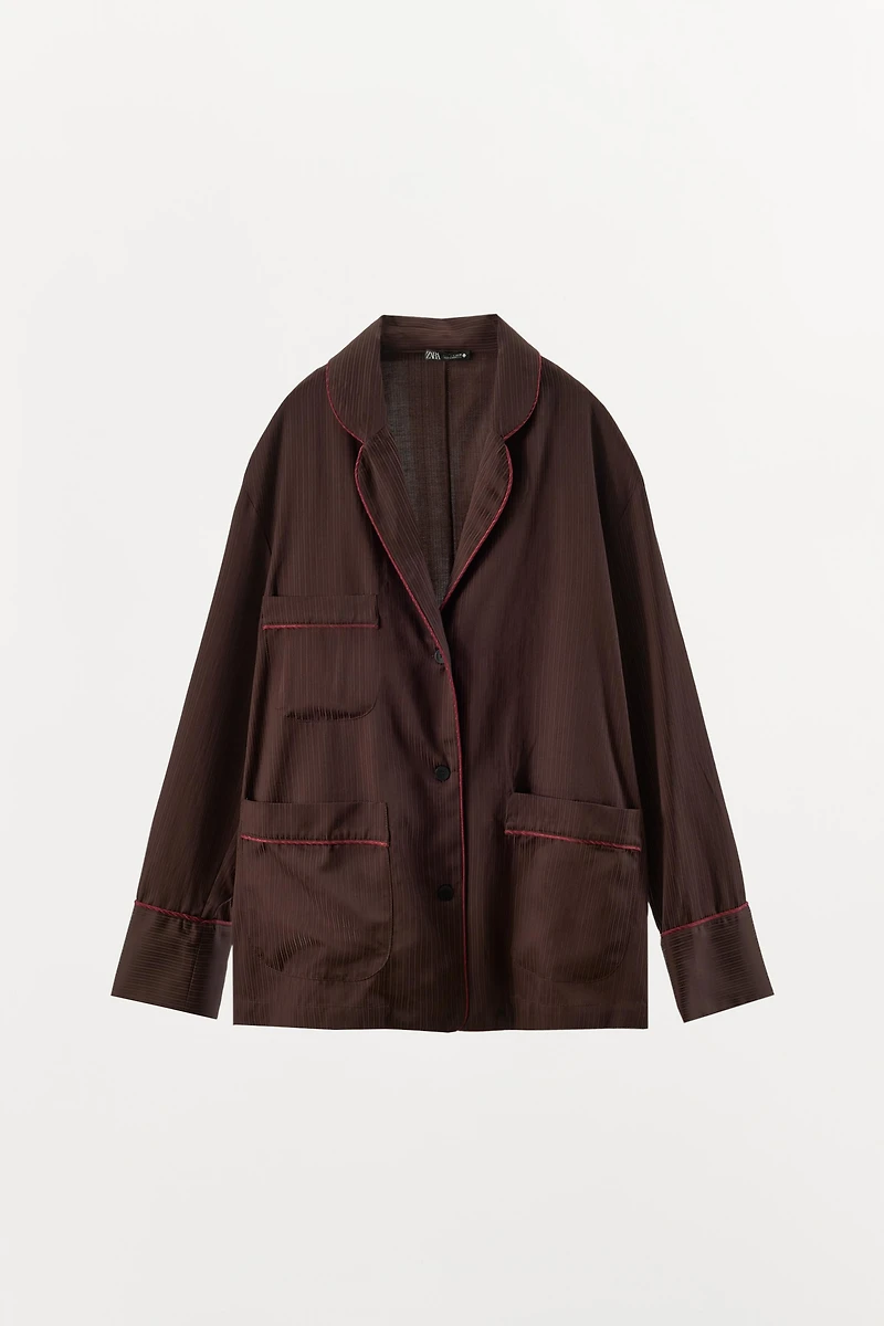 CONTRAST STRIPE PAJAMA SHIRT