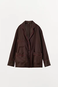 CONTRAST STRIPE PAJAMA SHIRT