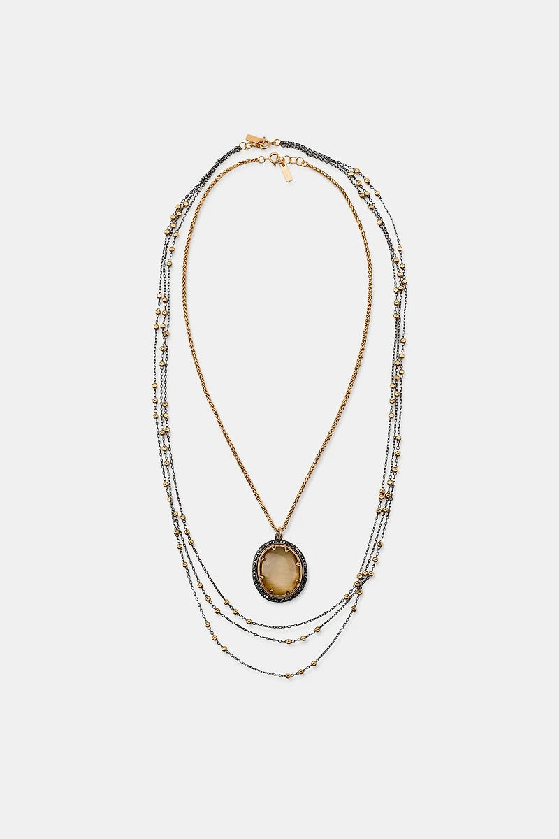 PACK OF 2 STONE CHAIN NECKLACES