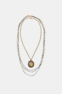 PACK OF 2 STONE CHAIN NECKLACES