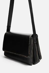 DISTRESSED EFFECT FLAP CROSSBODY BAG