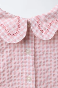 EMBROIDERED GINGHAM TEXTURED BODYSUIT