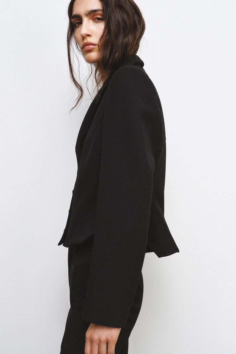 CROPPED TOPSTITCHED BLAZER ZW COLLECTION