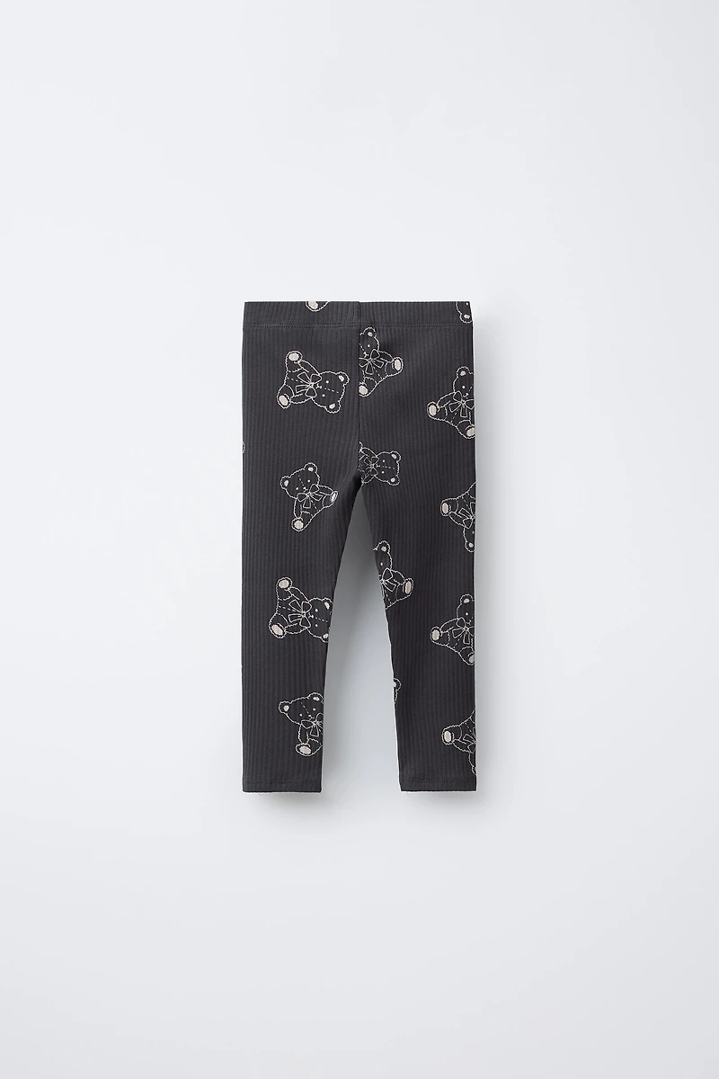 PRINTED RIBBED LEGGINGS