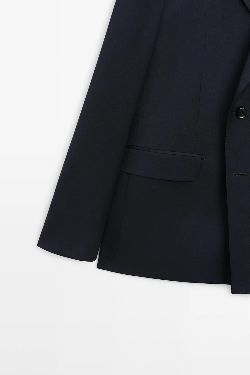 100% cool wool double-breasted suit blazer