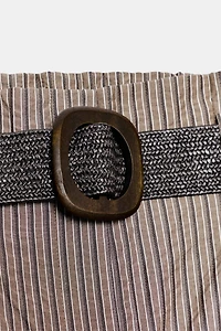 STRIPED BELTED PANTS