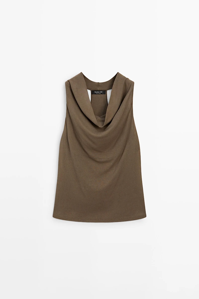 Top fluide en coton à encolure américaine