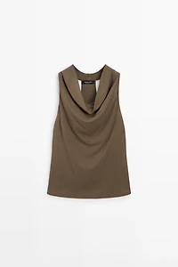 Top fluide en coton à encolure américaine