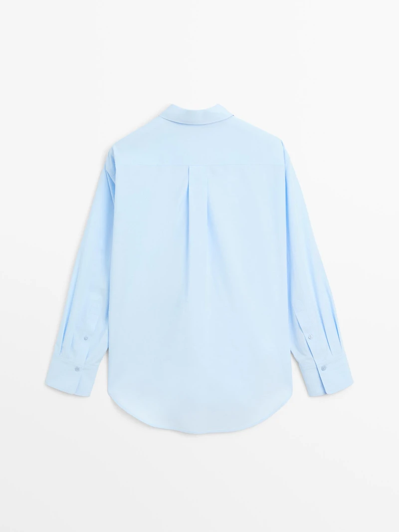 Long 100% cotton poplin shirt