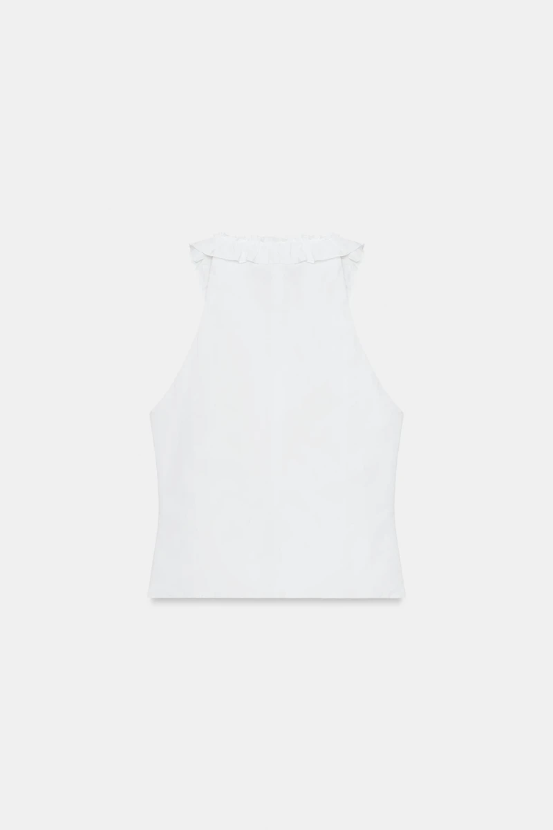 NYLON RUFFLED TOP