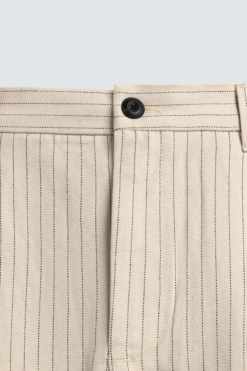 RELAXED FIT PINSTRIPE CHINO PANTS