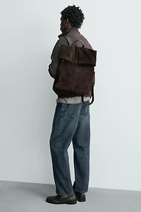 LEATHER FLAP BACKPACK